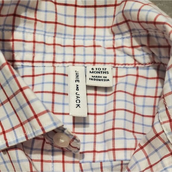 Janie and Jack Baby Boy Plaid Button-Up Bodysuit Shirt 6-12 Months - Picture 3 of 3